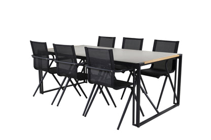 Alina & Texas Spisebordsstole Sort + Spisebord 200x100