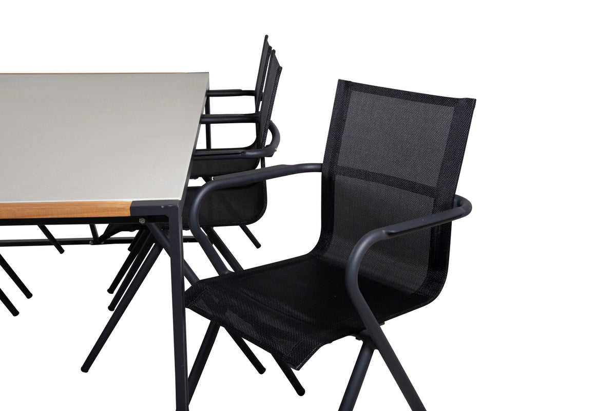 Alina & Texas Spisebordsstole Sort + Spisebord 200x100