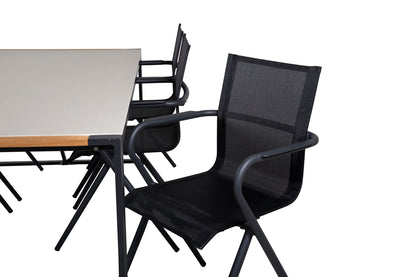 Alina & Texas Spisebordsstole Sort + Spisebord 200x100