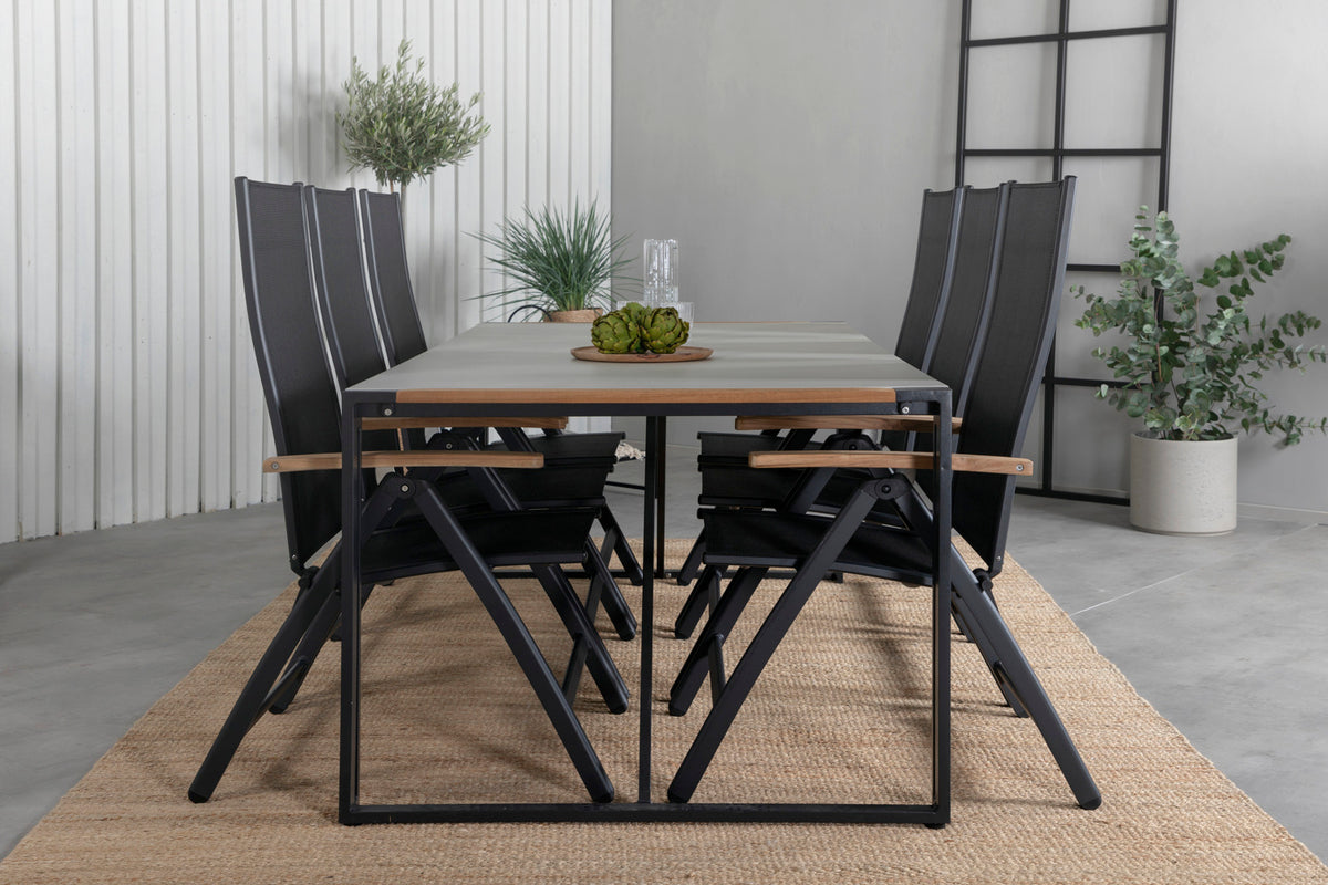 Panama & Texas Positionsstole Sort + Spisebord 200x100