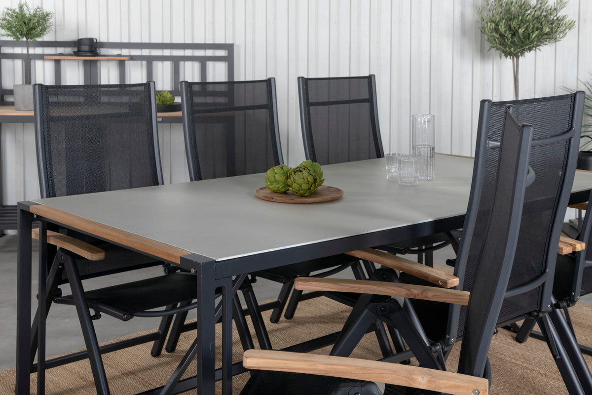 Panama & Texas Positionsstole Sort + Spisebord 200x100