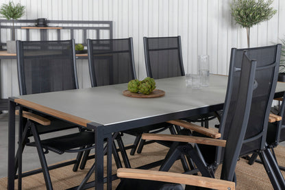 Panama & Texas Positionsstole Sort + Spisebord 200x100