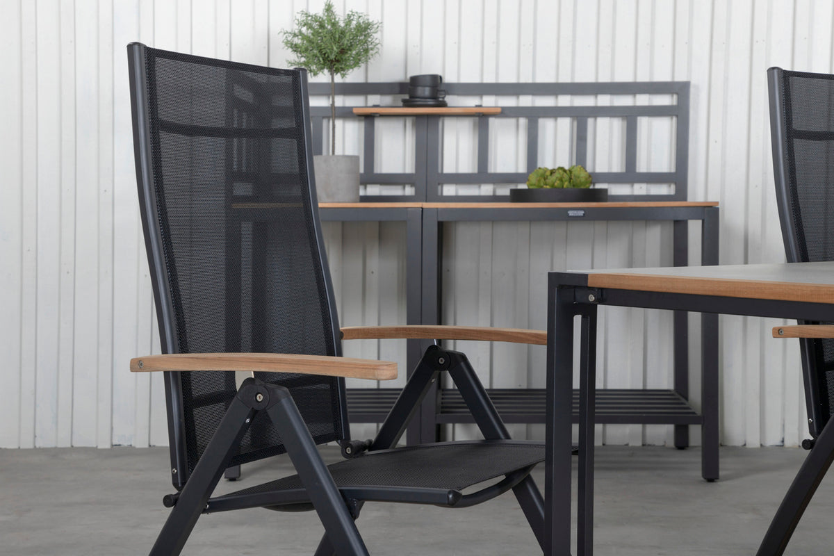 Panama & Texas Positionsstole Sort + Spisebord 200x100