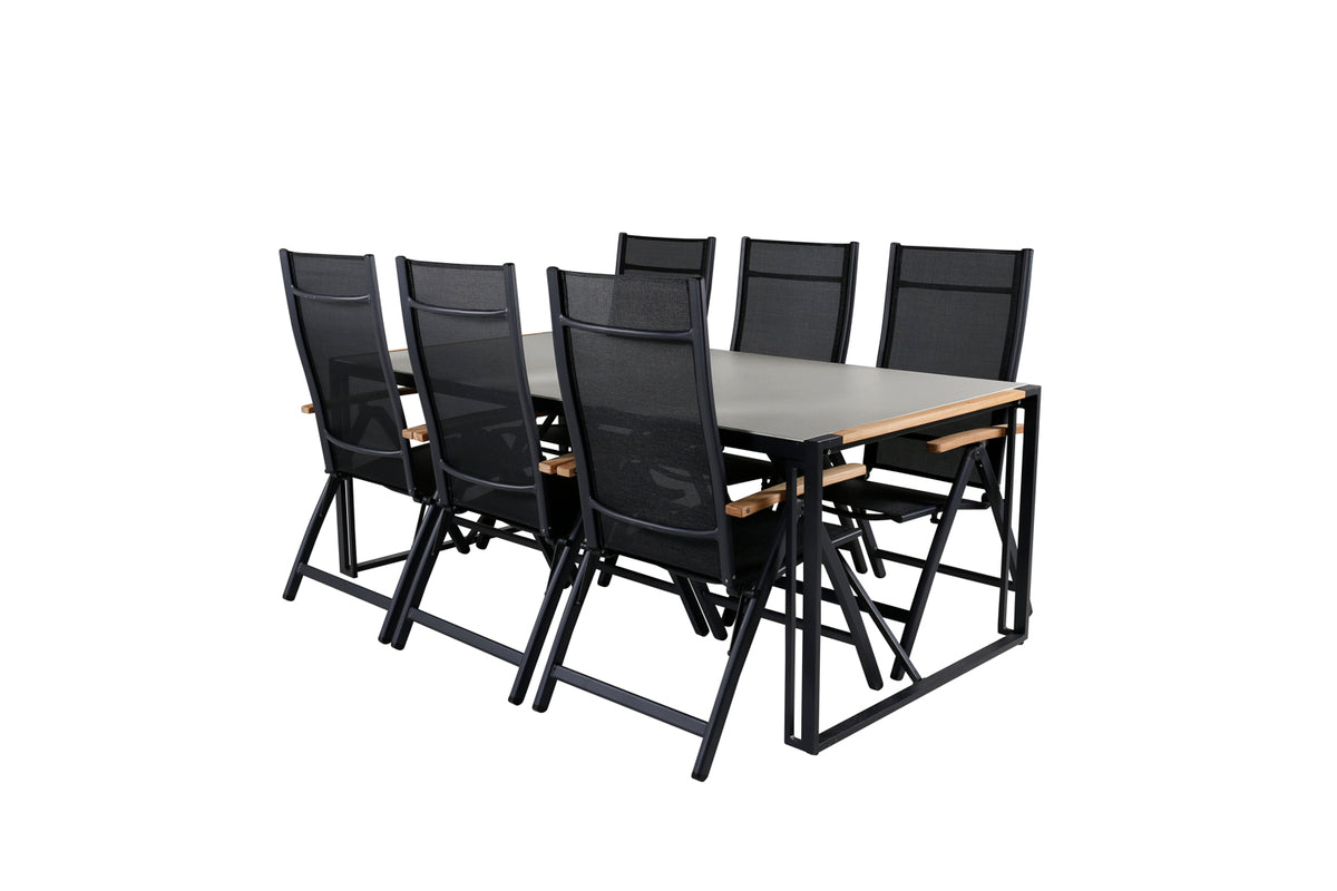 Panama & Texas Positionsstole Sort + Spisebord 200x100