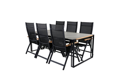 Panama & Texas Positionsstole Sort + Spisebord 200x100