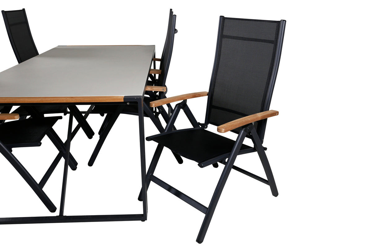 Panama & Texas Positionsstole Sort + Spisebord 200x100