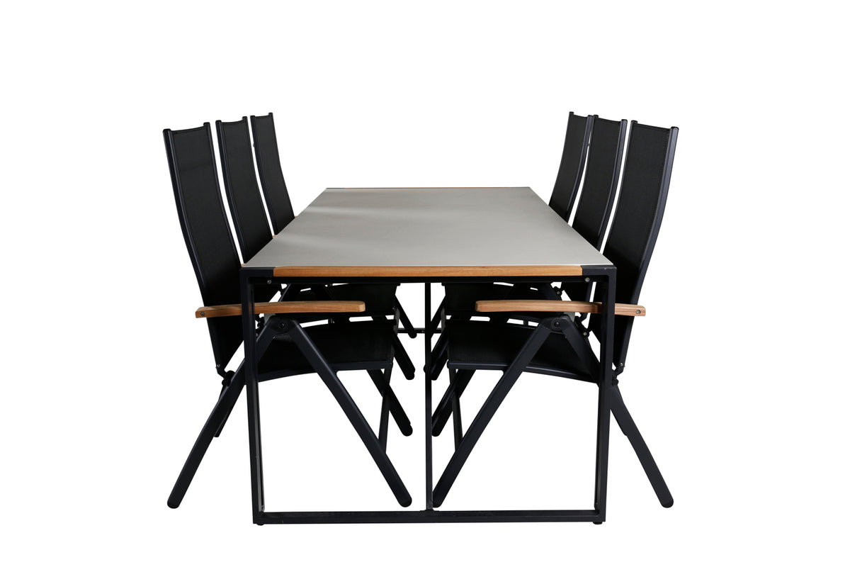 Panama & Texas Positionsstole Sort + Spisebord 200x100