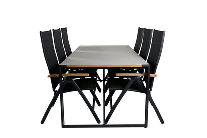 Panama & Texas Positionsstole Sort + Spisebord 200x100