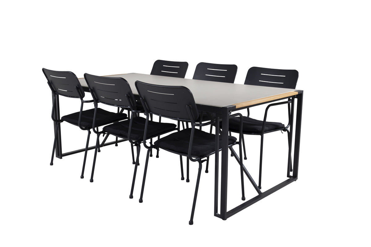 Nicke & Texas Spisebordsstole Sort + Spisebord 200x100