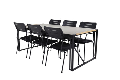 Nicke & Texas Spisebordsstole Sort + Spisebord 200x100