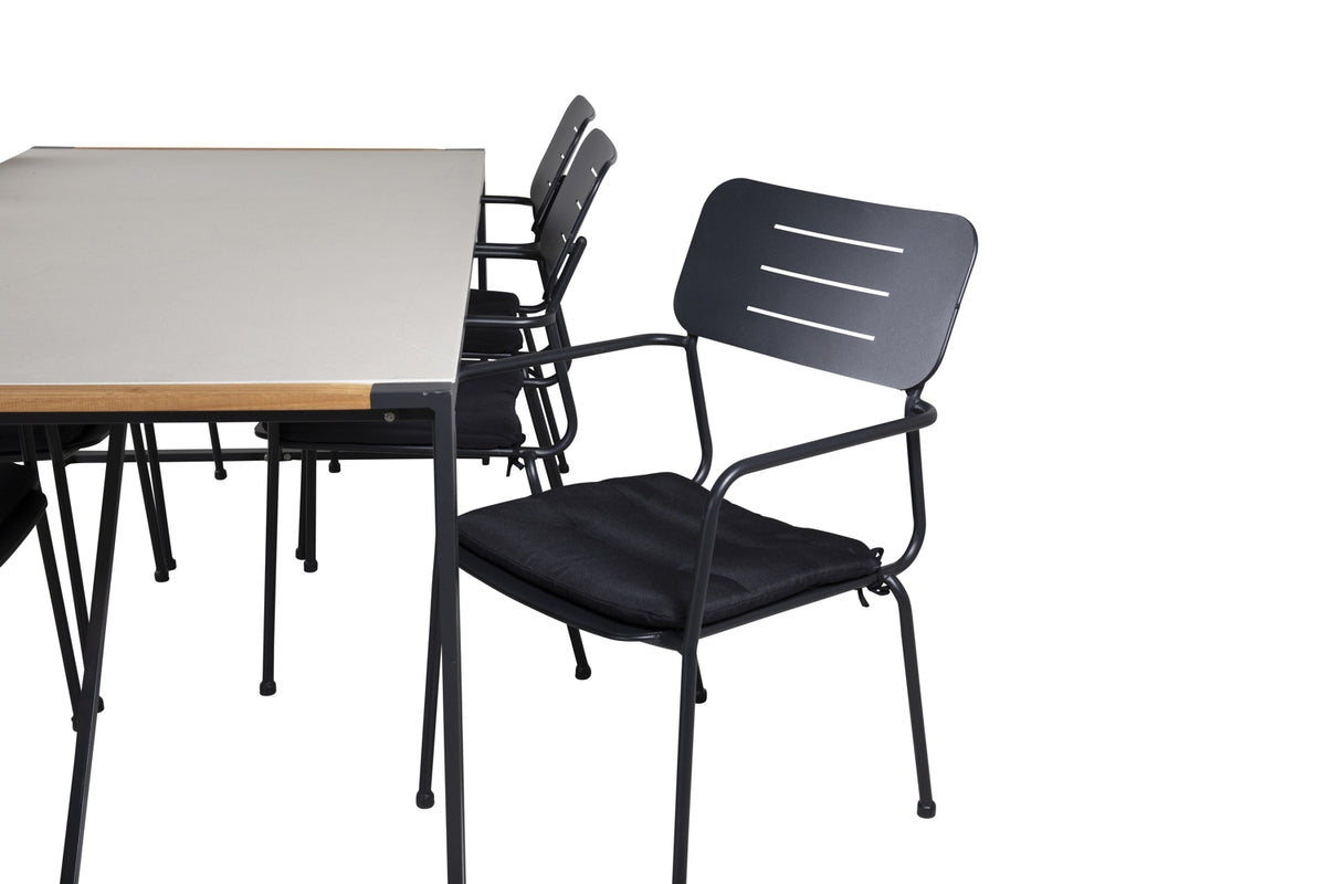 Nicke & Texas Spisebordsstole Sort + Spisebord 200x100