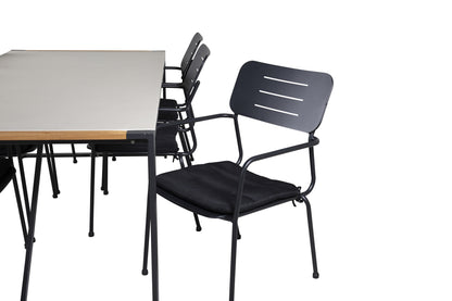 Nicke & Texas Spisebordsstole Sort + Spisebord 200x100