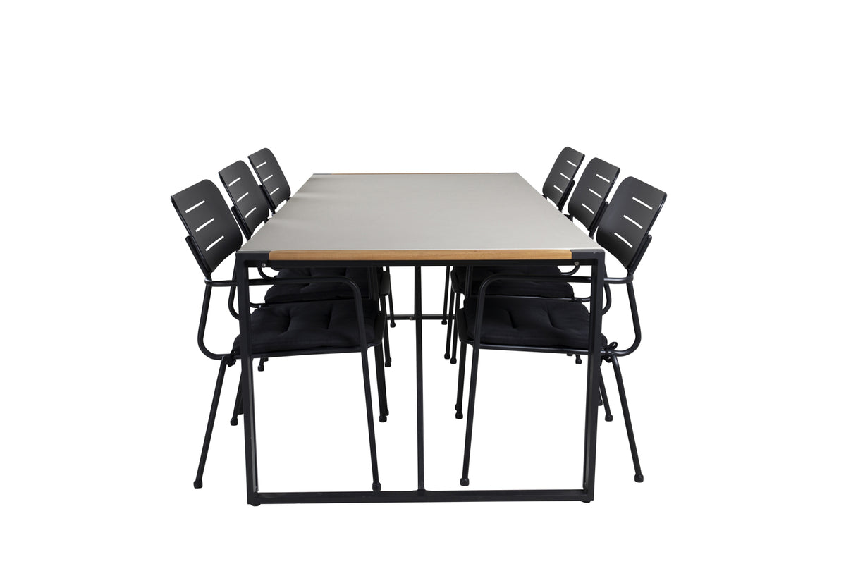 Nicke & Texas Spisebordsstole Sort + Spisebord 200x100