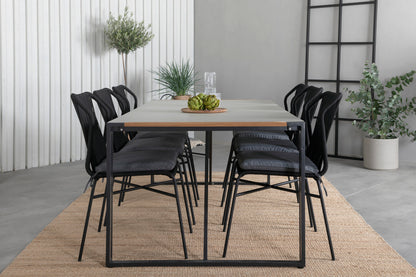 Julian & Texas Spisebordsstole Sort + Spisebord 200x100