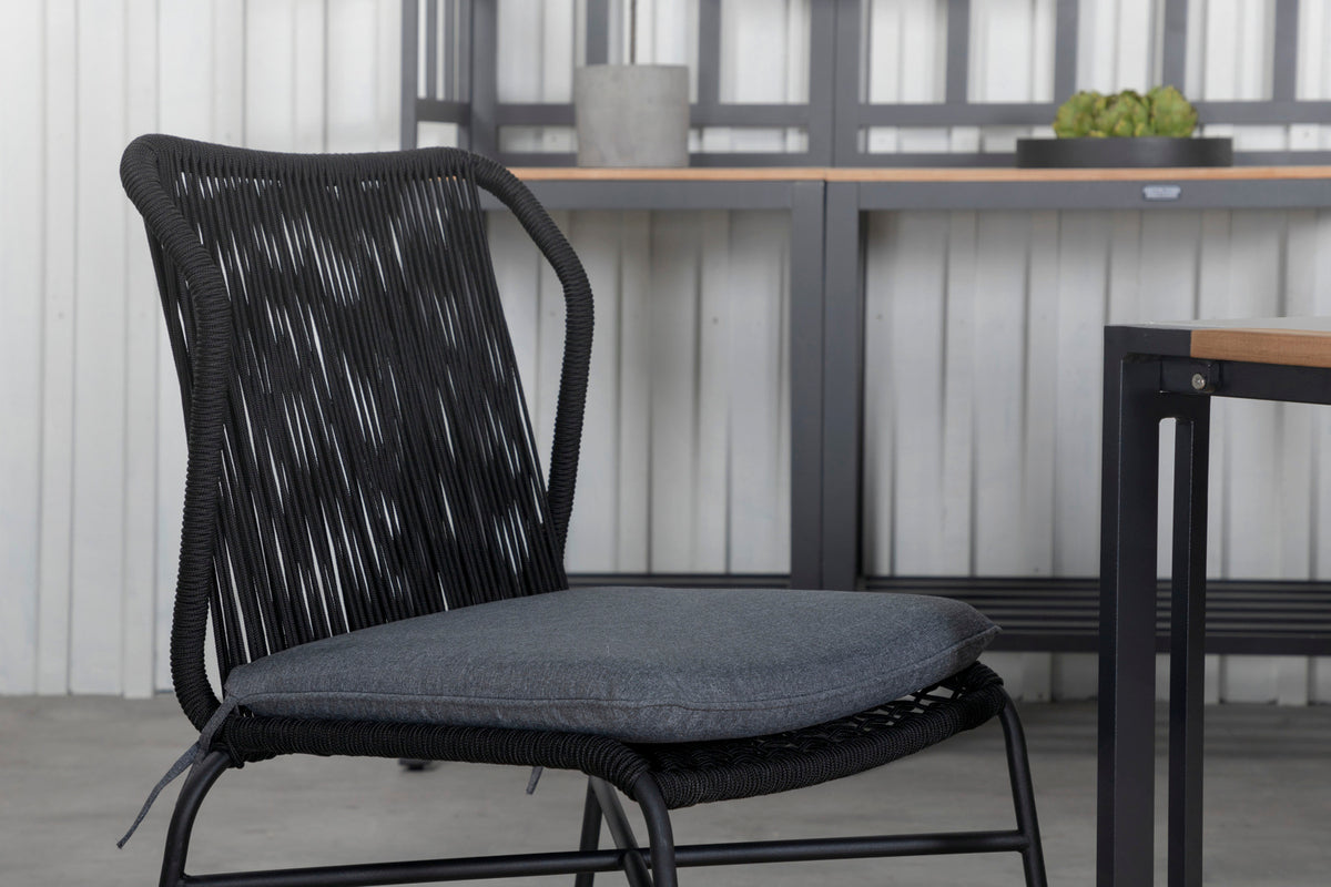 Julian & Texas Spisebordsstole Sort + Spisebord 200x100