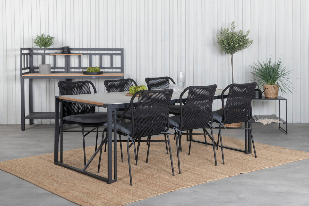 Julian & Texas Spisebordsstole Sort + Spisebord 200x100