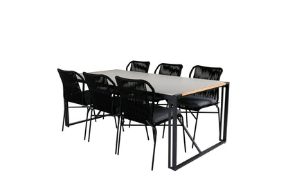 Julian & Texas Spisebordsstole Sort + Spisebord 200x100