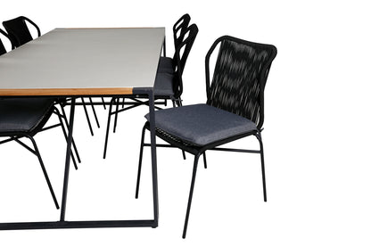 Julian & Texas Spisebordsstole Sort + Spisebord 200x100