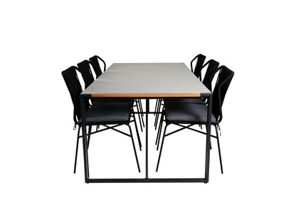 Julian & Texas Spisebordsstole Sort + Spisebord 200x100