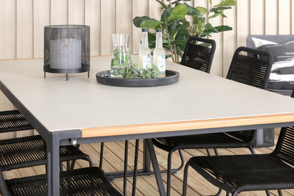 Lindos & Texas Spisestole Sort + Spisebord 200x100