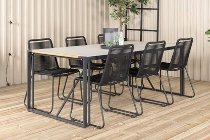 Lindos & Texas Spisestole Sort + Spisebord 200x100