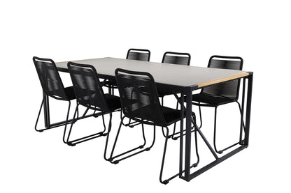 Lindos & Texas Spisestole Sort + Spisebord 200x100