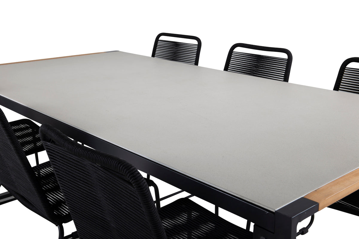 Lindos & Texas Spisestole Sort + Spisebord 200x100