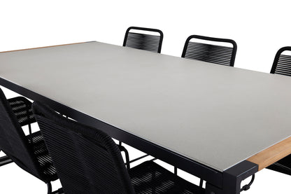 Lindos & Texas Spisestole Sort + Spisebord 200x100