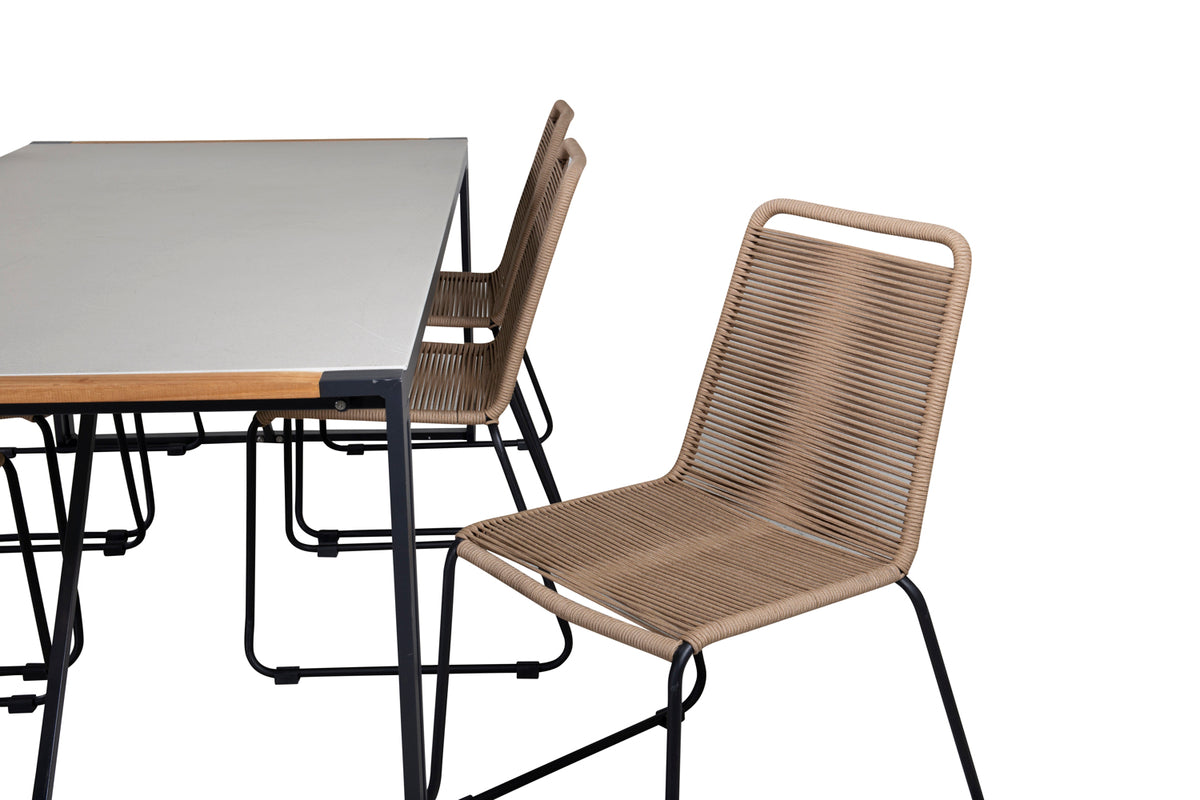 Lindos & Texas Spisestole Brun + Spisebord 200x100