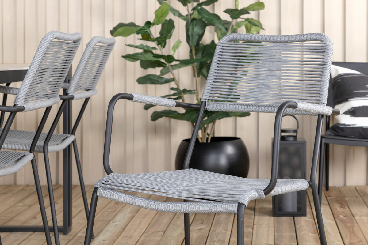 Lindos & Texas Spisestole Grå + Spisebord 200x100