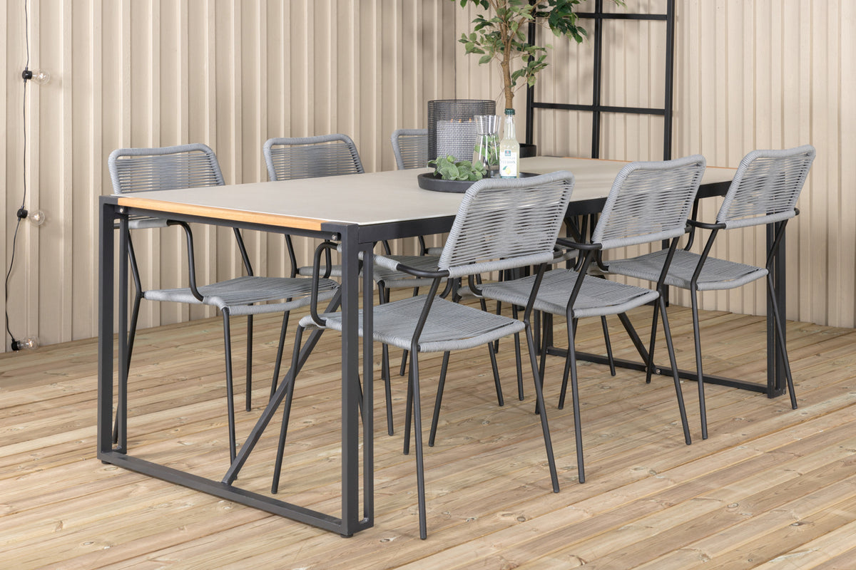 Lindos & Texas Spisestole Grå + Spisebord 200x100