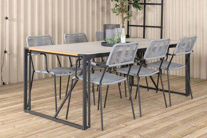 Lindos & Texas Spisestole Grå + Spisebord 200x100