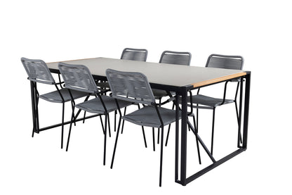 Lindos & Texas Spisestole Grå + Spisebord 200x100