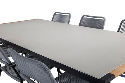 Lindos & Texas Spisestole Grå + Spisebord 200x100