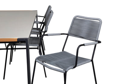 Lindos & Texas Spisestole Grå + Spisebord 200x100