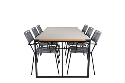 Lindos & Texas Spisestole Grå + Spisebord 200x100