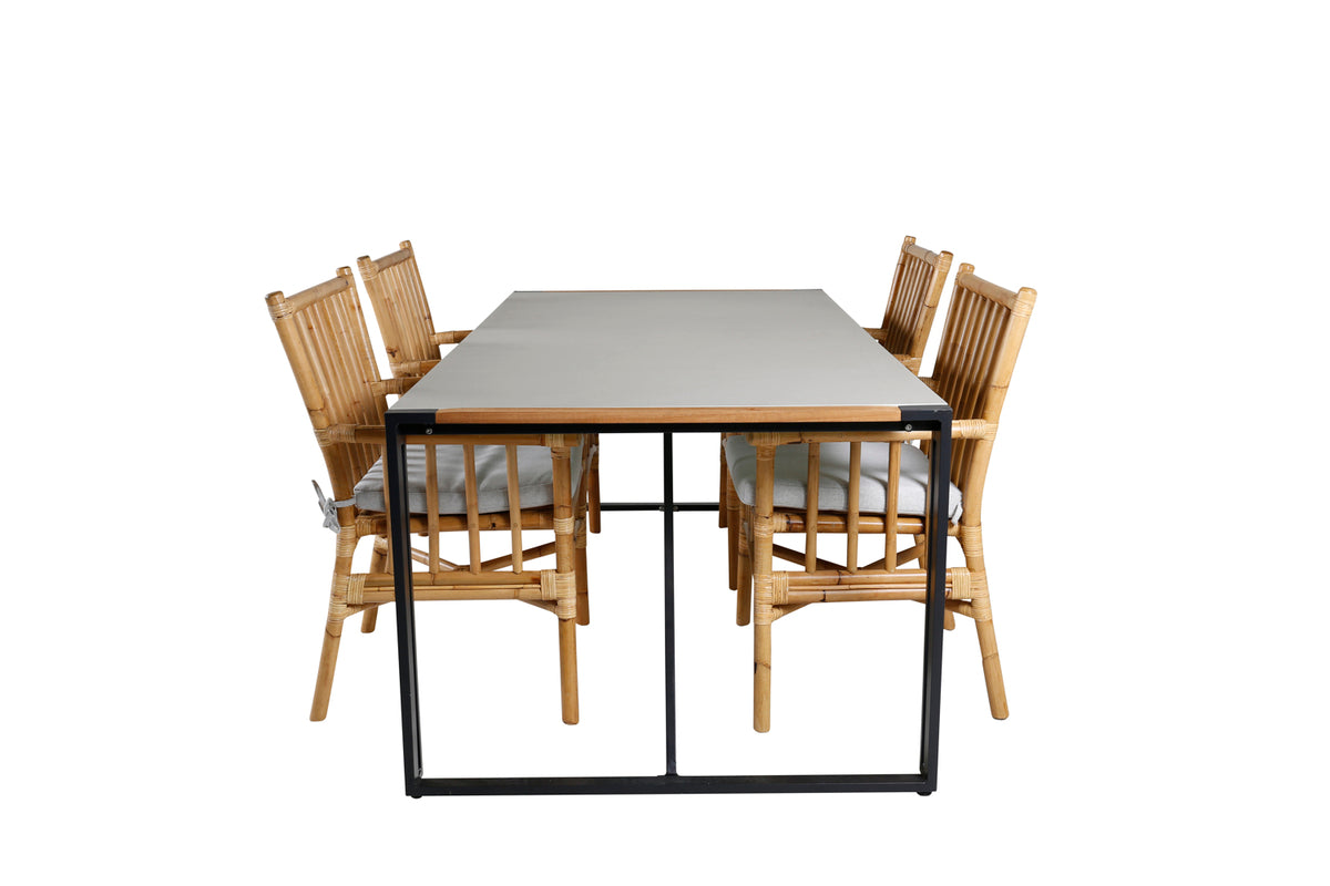 Cane & Texas Spisestole Natur + Spisebord 200x100