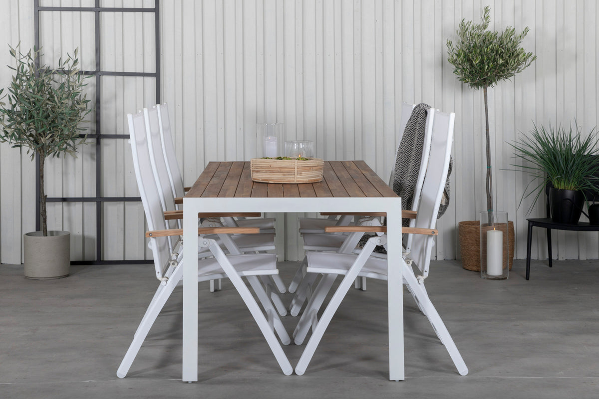 Panama & Bois Positionsstole Hvid + Spisebord 205x90