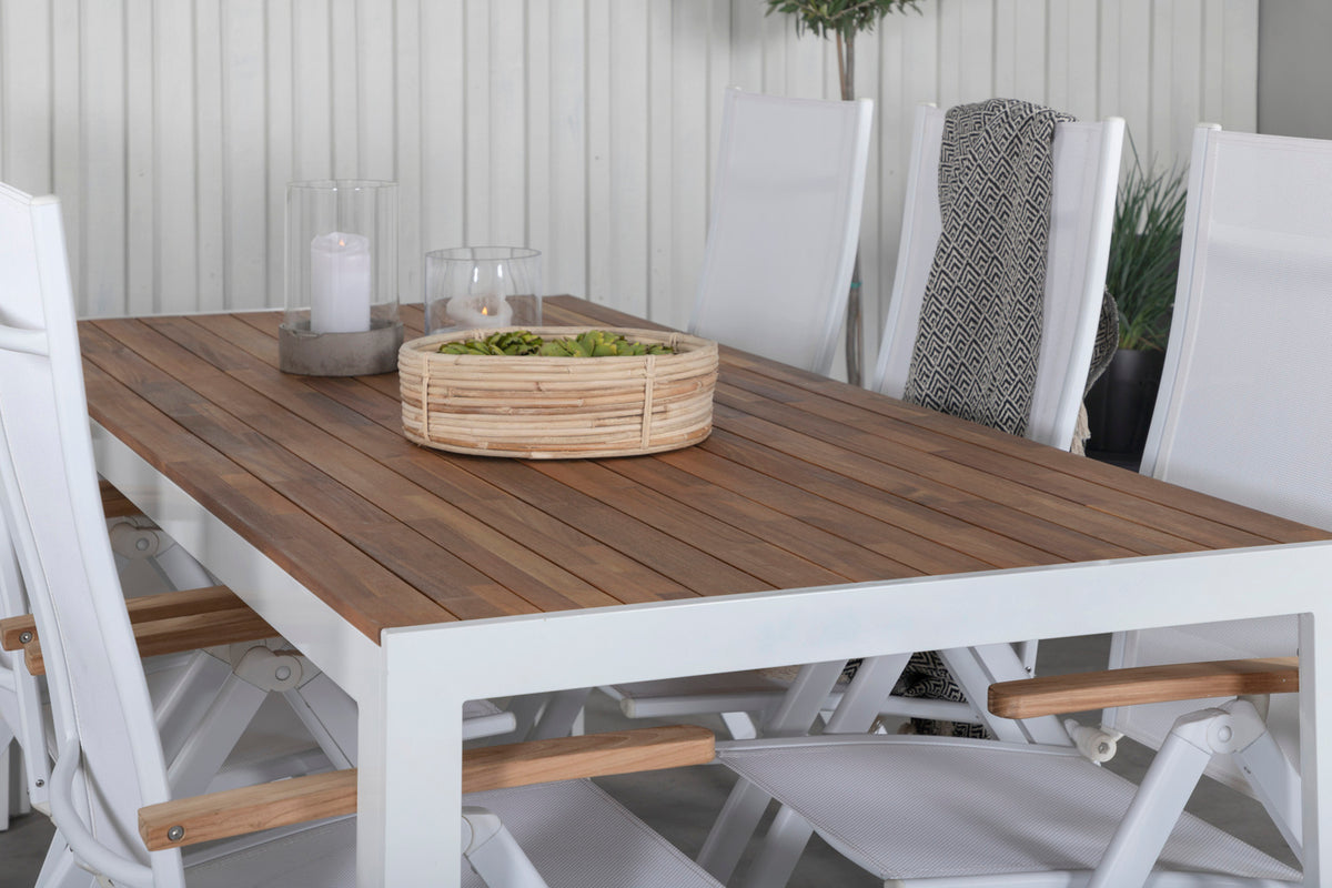 Panama & Bois Positionsstole Hvid + Spisebord 205x90