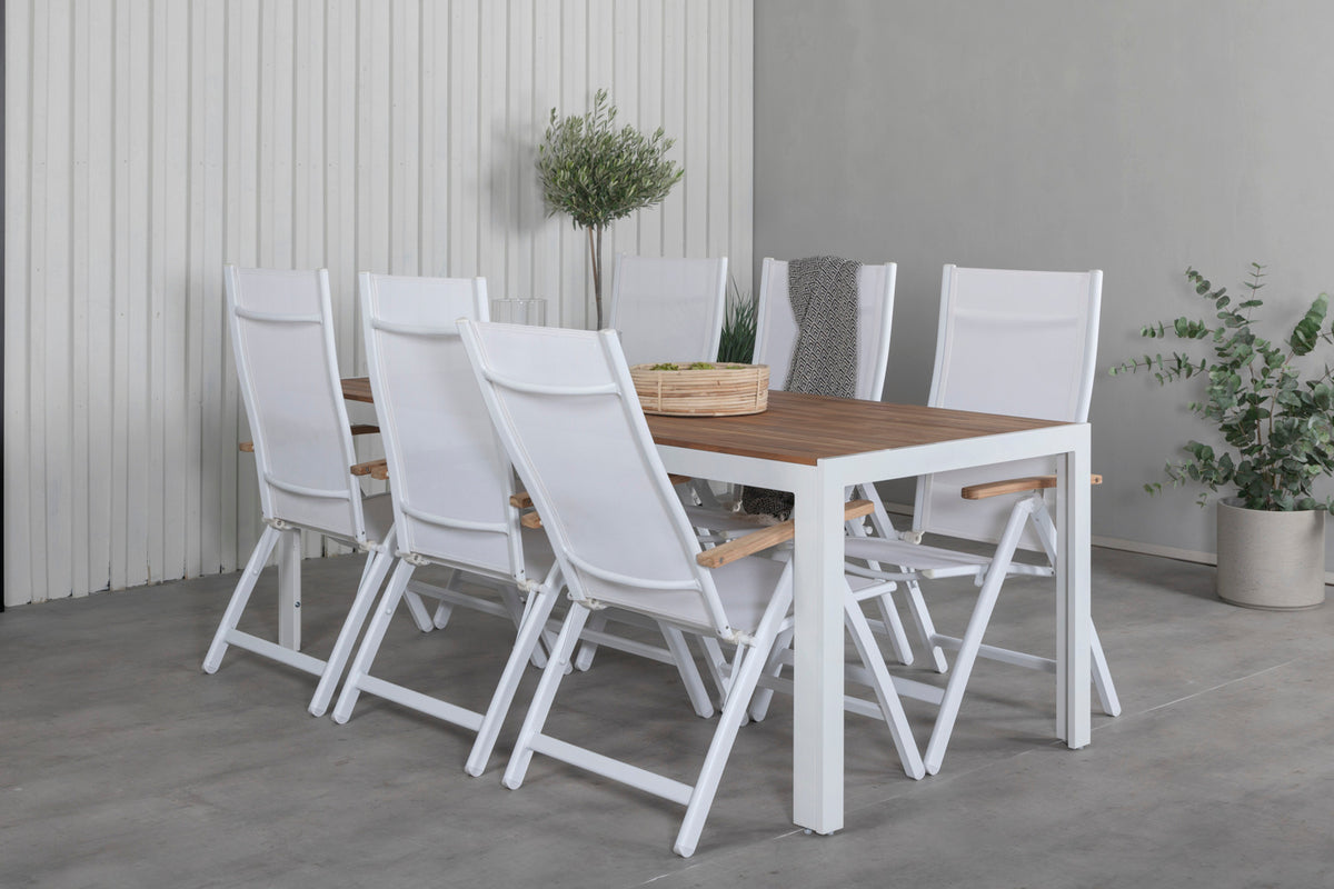 Panama & Bois Positionsstole Hvid + Spisebord 205x90