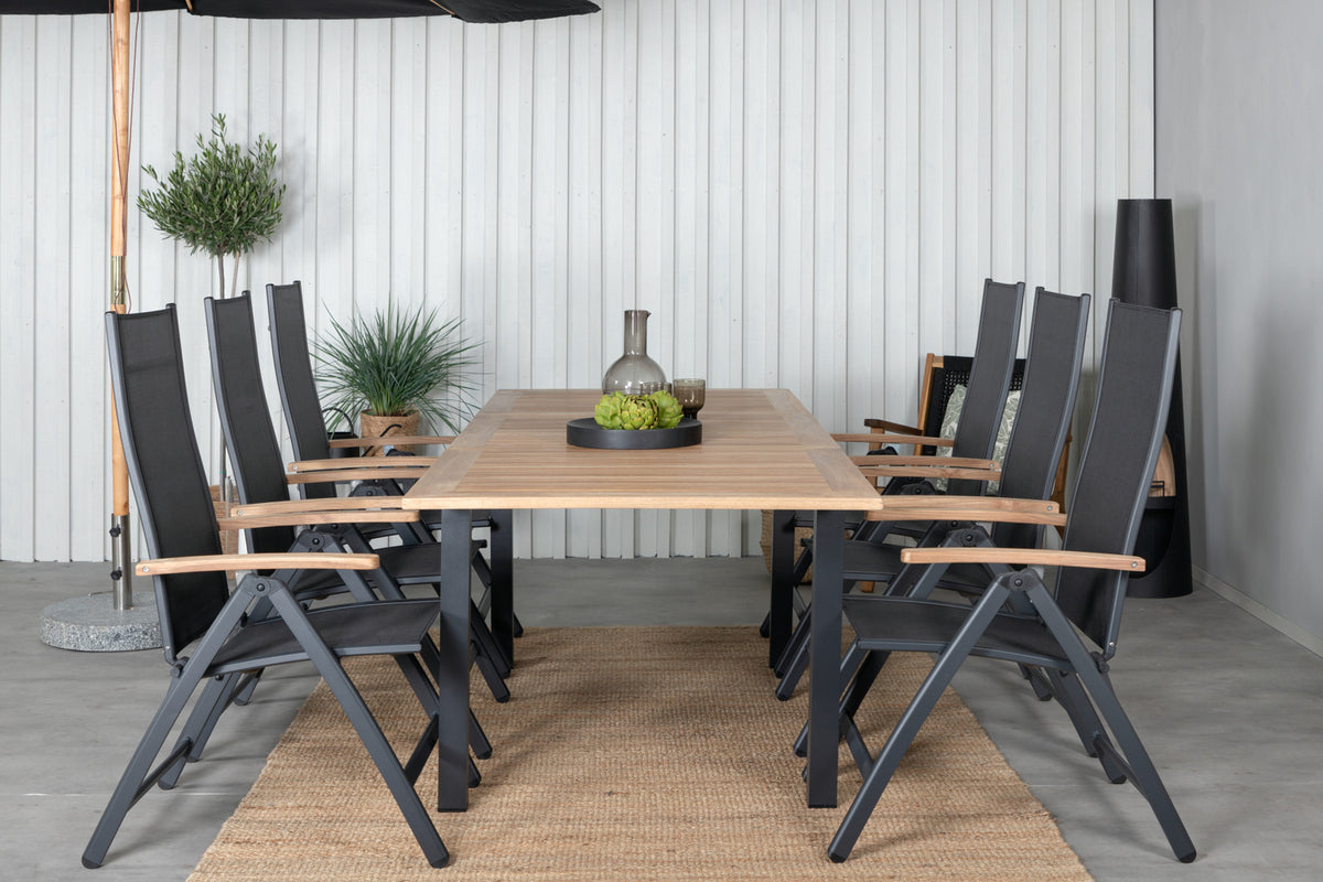 Panama Positionsstole Sort + Spisebord 160 x 90