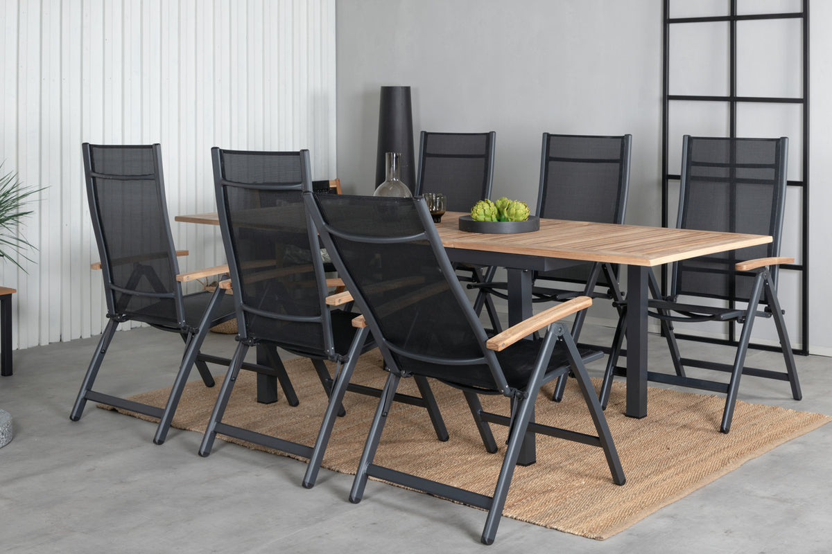 Panama Positionsstole Sort + Spisebord 160 x 90