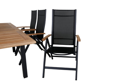 Panama Positionsstole Sort + Spisebord 160 x 90