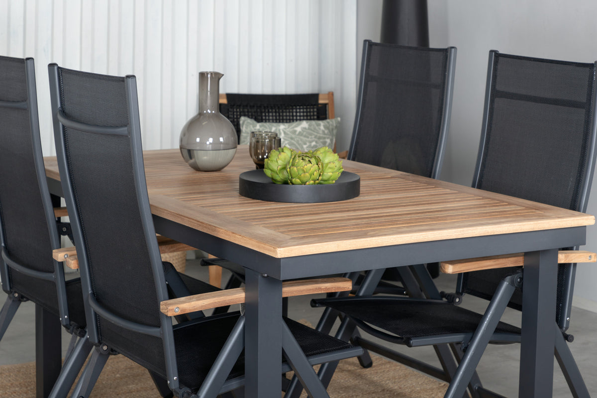 Panama Positionsstole Sort + Spisebord 160 x 90