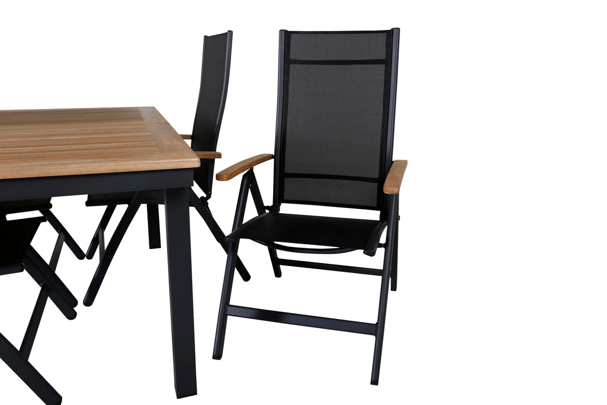 Panama Positionsstole Sort + Spisebord 160 x 90