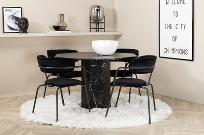 Arrow & Marbs spisebordsstol 2-pak sort + rundt spisebord ⌀110 sort