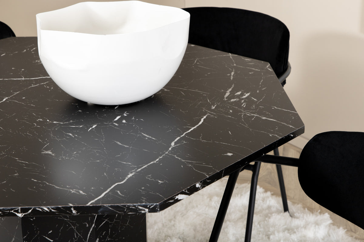 Arrow & Marbs spisebordsstol 2-pak sort + rundt spisebord ⌀110 sort