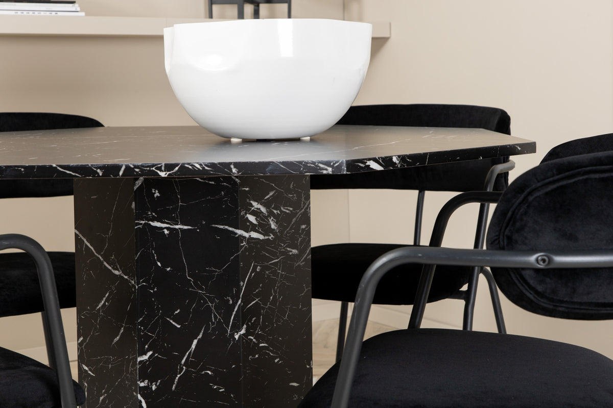 Arrow & Marbs spisebordsstol 2-pak sort + rundt spisebord ⌀110 sort