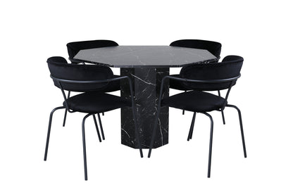 Arrow & Marbs spisebordsstol 2-pak sort + rundt spisebord ⌀110 sort