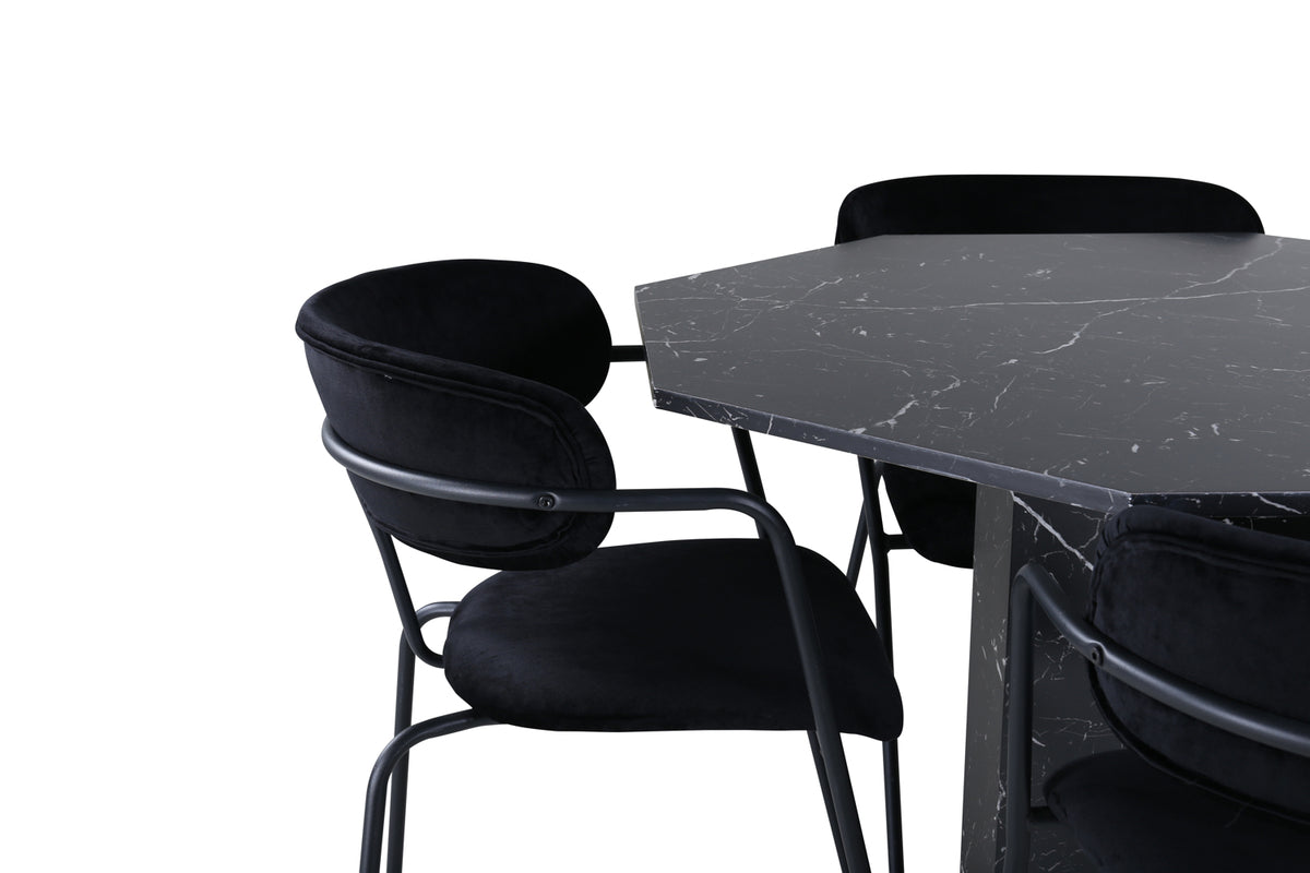 Arrow & Marbs spisebordsstol 2-pak sort + rundt spisebord ⌀110 sort